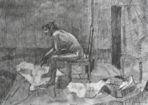 Seated Figure, Charcoal on Paper, 2010