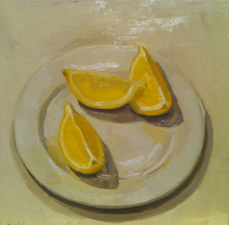 Lemons on a plate, 2013, Oil on Board
