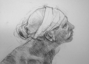 Portrait Study, Charcoal on Paper, 2010