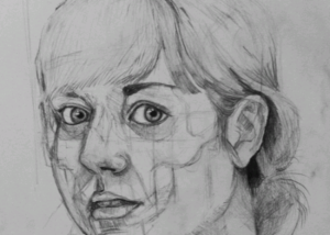 Self Portrait, pencil on paper, VCASS folio, Yr 10 student