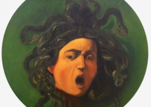 Reproduction of a master, After Caravaggio, oil on canvas Yr10