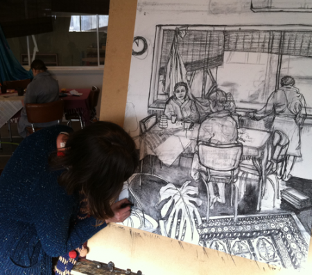 2 Day drawing workshop - 15 years old, charcoal on paper
